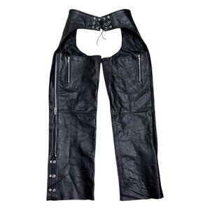 X-ELEMENT Genuine Leather Black Motorcycle Biker CHAPS Pants Womens Size 4